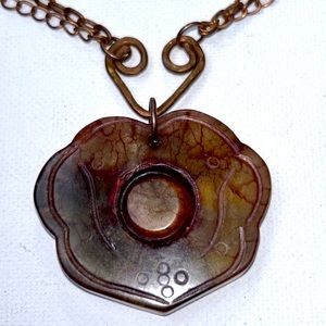 Handmade Forged Copper Dyed Stone Moveable Fidget Calming Stone Necklace Boho